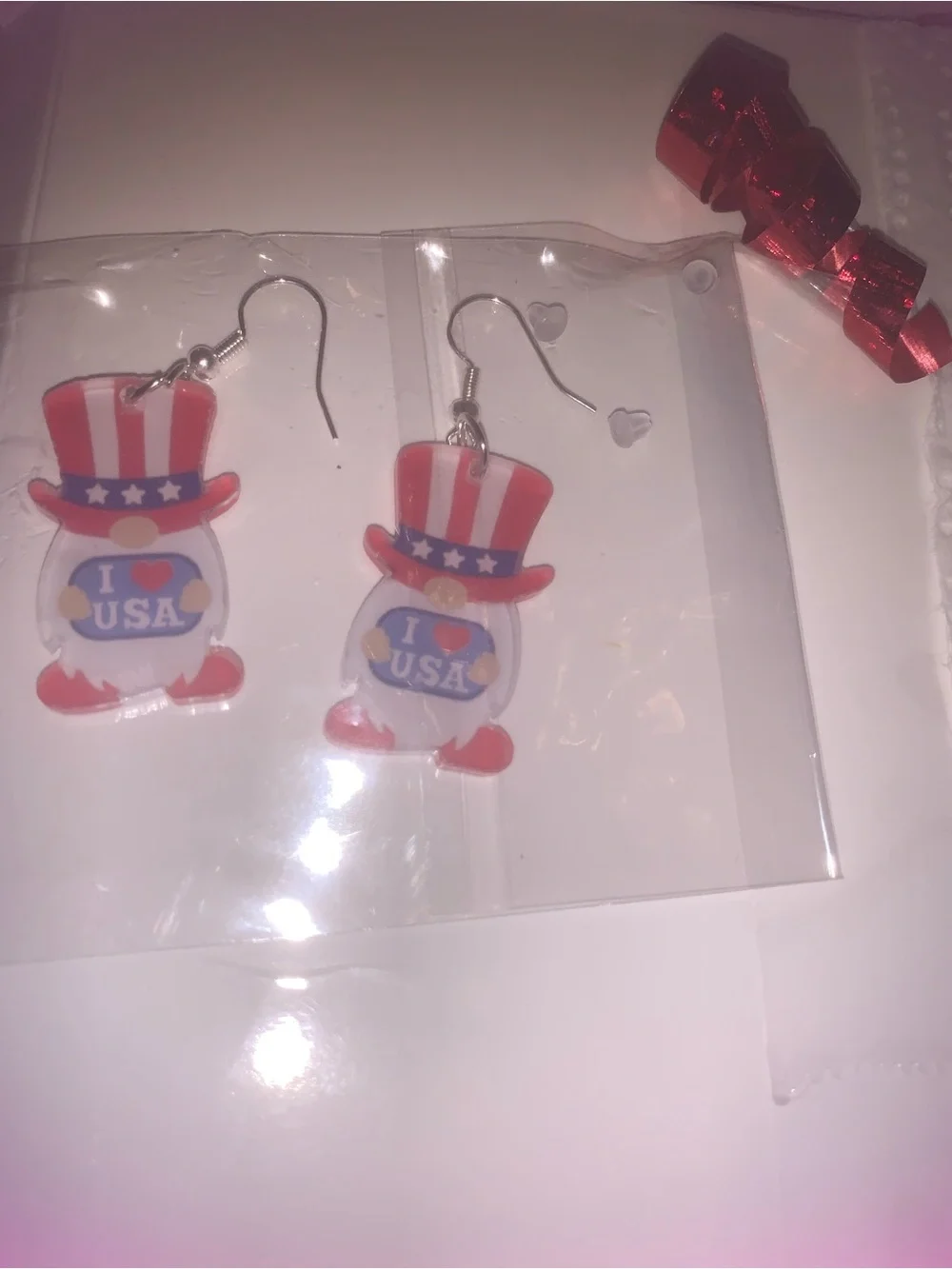 Private Label Red, White & Blue 'I ♥ USA' Kids Dangle Earrings